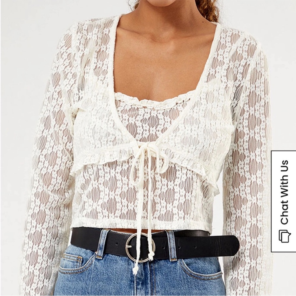 Kendall & Kylie White Lace Cami Top and Cardigan